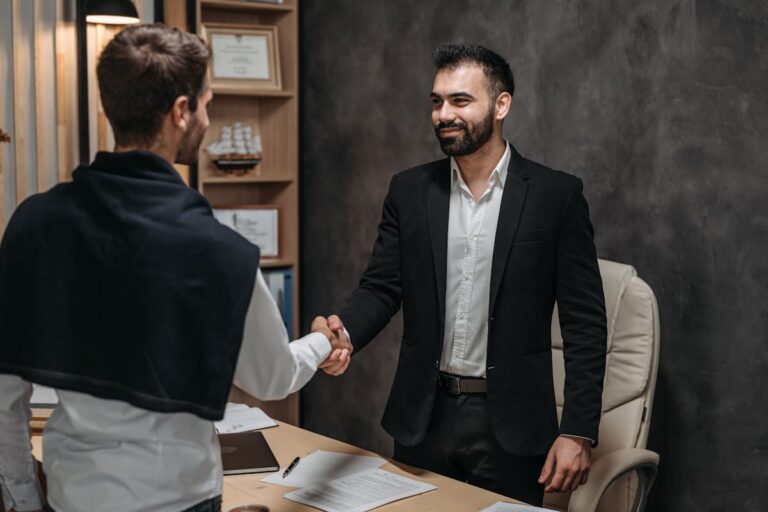 Lawyer with a Client in an Office