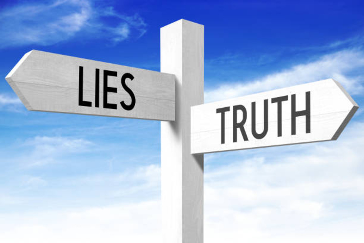 Lies Truth Wooden Signpost
